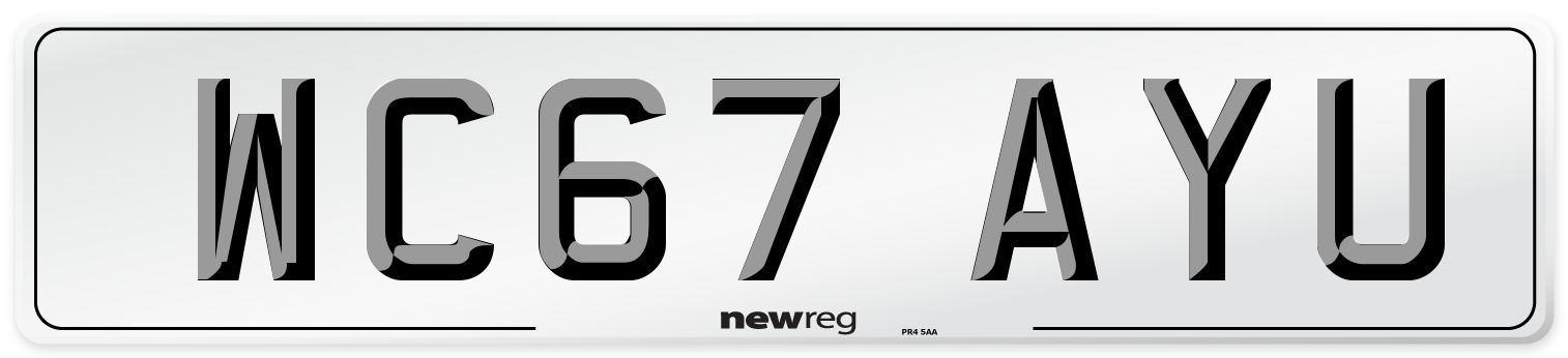 WC67 AYU Number Plate from New Reg